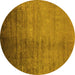 Round Oriental Yellow Industrial Rug, urb1563yw