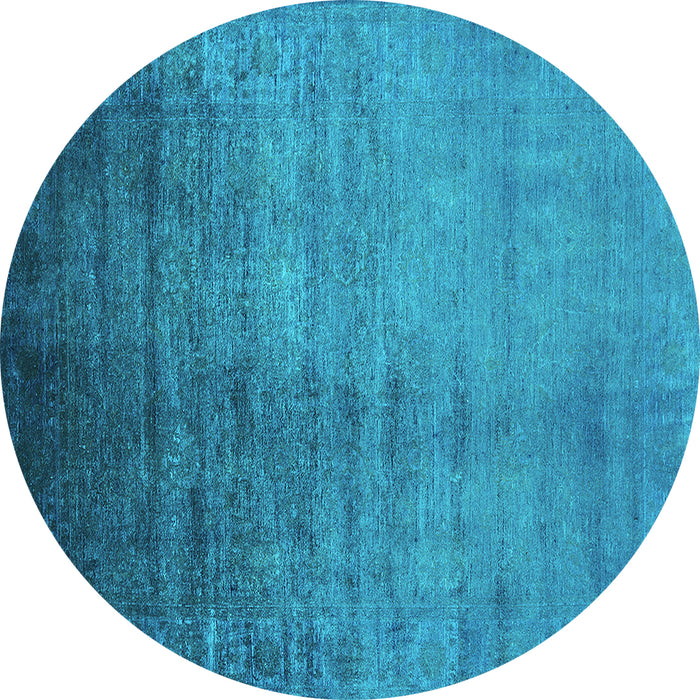 Round Oriental Turquoise Industrial Rug, urb1563turq
