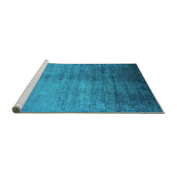 Sideview of Machine Washable Oriental Turquoise Industrial Area Rugs, wshurb1563turq