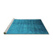 Sideview of Machine Washable Oriental Turquoise Industrial Area Rugs, wshurb1563turq