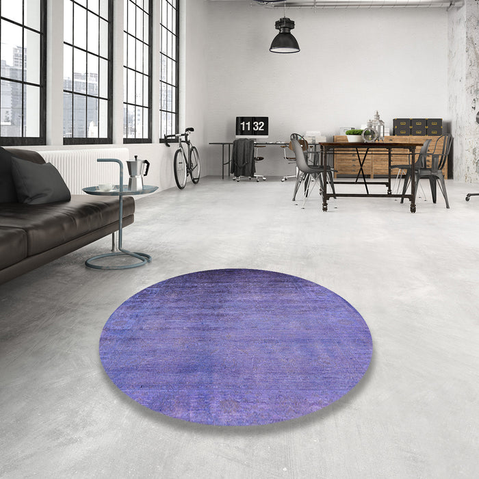 Round Machine Washable Industrial Modern Purple Rug in a Office, wshurb1563