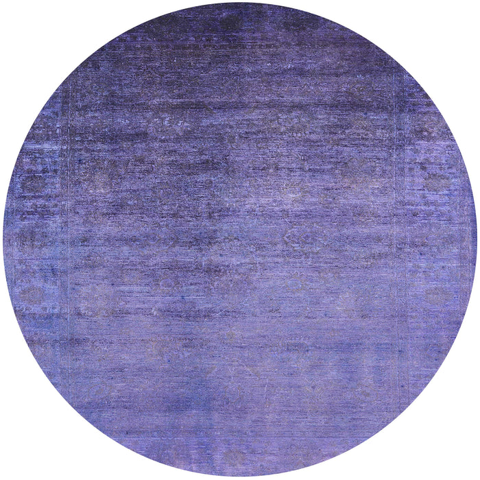 Round Mid-Century Modern Purple Oriental Rug, urb1563