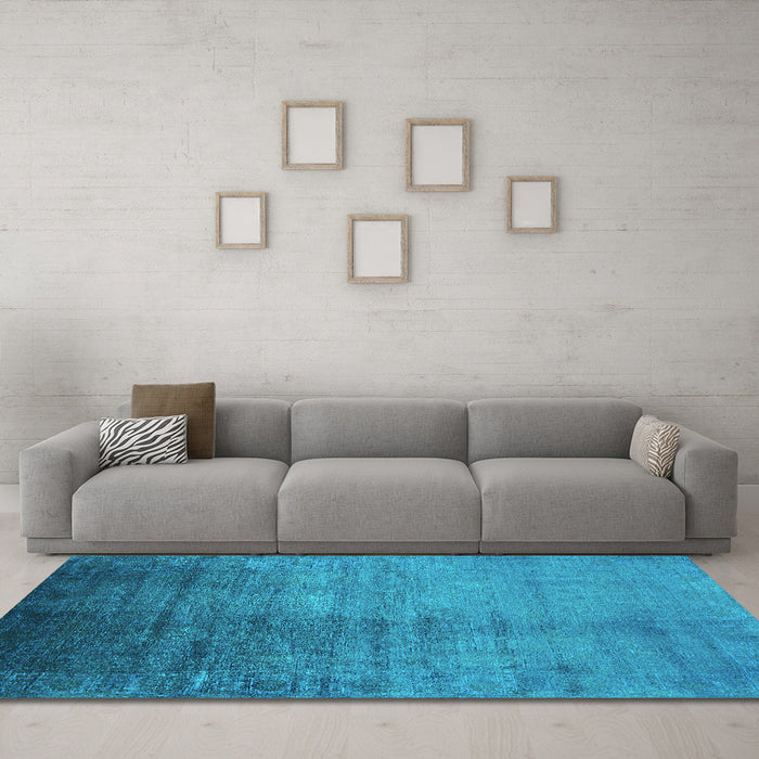 Machine Washable Oriental Turquoise Industrial Area Rugs in a Living Room,, wshurb1563turq