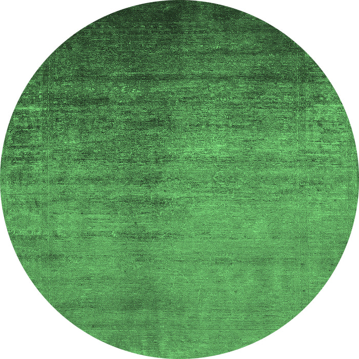 Round Oriental Emerald Green Industrial Rug, urb1563emgrn
