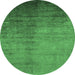 Round Oriental Emerald Green Industrial Rug, urb1563emgrn