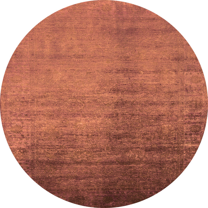 Round Machine Washable Oriental Orange Industrial Area Rugs, wshurb1563org
