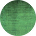 Round Oriental Green Industrial Rug, urb1563grn