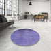 Round Mid-Century Modern Purple Oriental Rug in a Office, urb1563