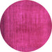 Round Machine Washable Oriental Purple Industrial Area Rugs, wshurb1564pur