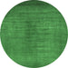 Round Oriental Emerald Green Industrial Rug, urb1564emgrn