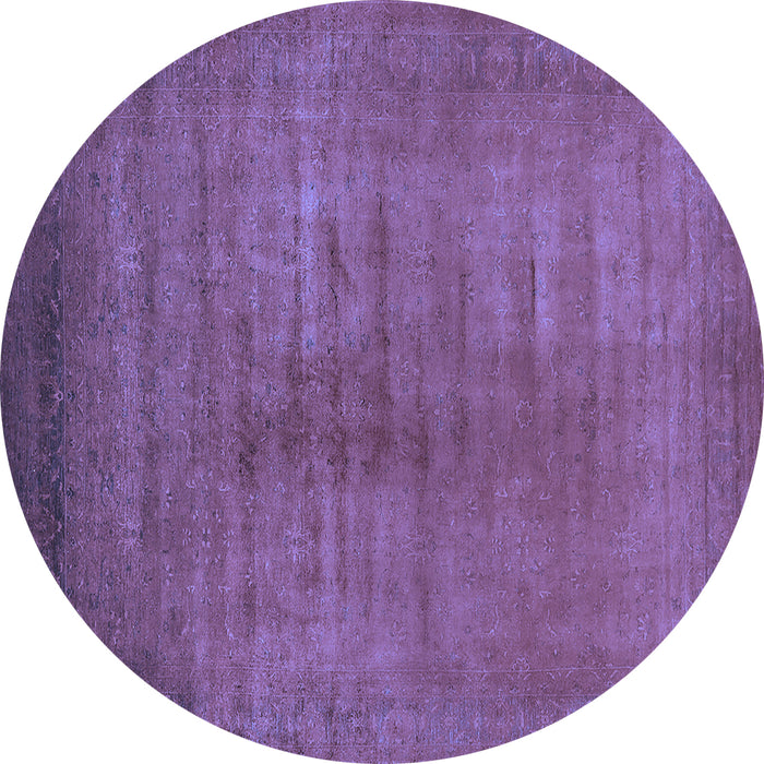 Round Machine Washable Oriental Blue Industrial Rug, wshurb1564blu