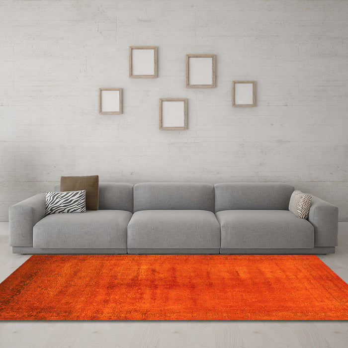 Machine Washable Oriental Yellow Industrial Rug in a Living Room, wshurb1564yw