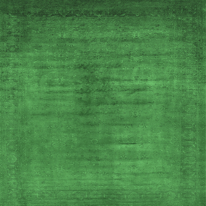 Square Machine Washable Oriental Emerald Green Industrial Area Rugs, wshurb1564emgrn