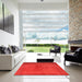 Square Mid-Century Modern Red Oriental Rug in a Living Room, urb1564