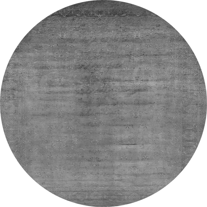 Round Machine Washable Oriental Gray Industrial Rug, wshurb1564gry