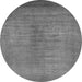 Round Machine Washable Oriental Gray Industrial Rug, wshurb1564gry