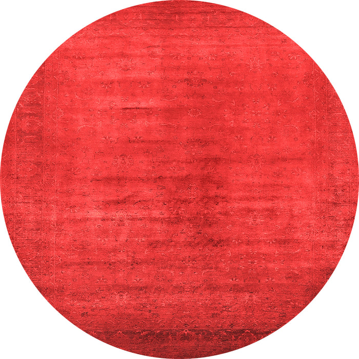 Round Machine Washable Oriental Orange Industrial Area Rugs, wshurb1564org