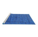 Sideview of Machine Washable Industrial Modern Neon Blue Rug, wshurb1565