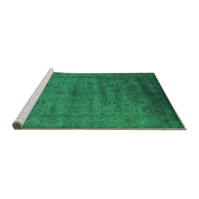 Sideview of Machine Washable Oriental Green Industrial Area Rugs, wshurb1565grn