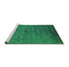 Sideview of Machine Washable Oriental Green Industrial Area Rugs, wshurb1565grn