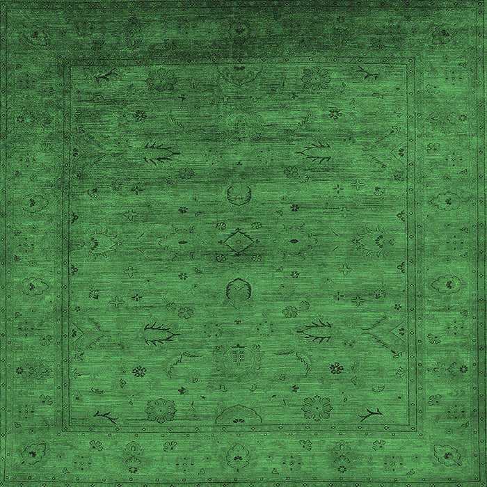 Square Machine Washable Oriental Emerald Green Industrial Area Rugs, wshurb1565emgrn