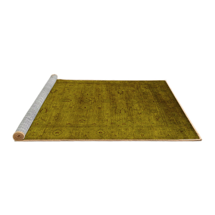 Sideview of Machine Washable Oriental Yellow Industrial Rug, wshurb1565yw