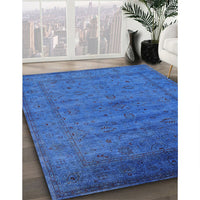 Mid-Century Modern Neon Blue Oriental Rug, urb1565