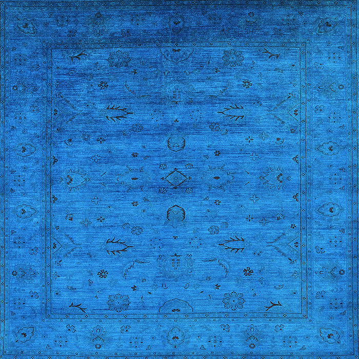 Square Machine Washable Oriental Light Blue Industrial Rug, wshurb1565lblu