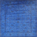 Square Mid-Century Modern Neon Blue Oriental Rug, urb1565