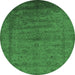 Round Oriental Emerald Green Industrial Rug, urb1565emgrn