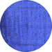 Round Oriental Blue Industrial Rug, urb1565blu