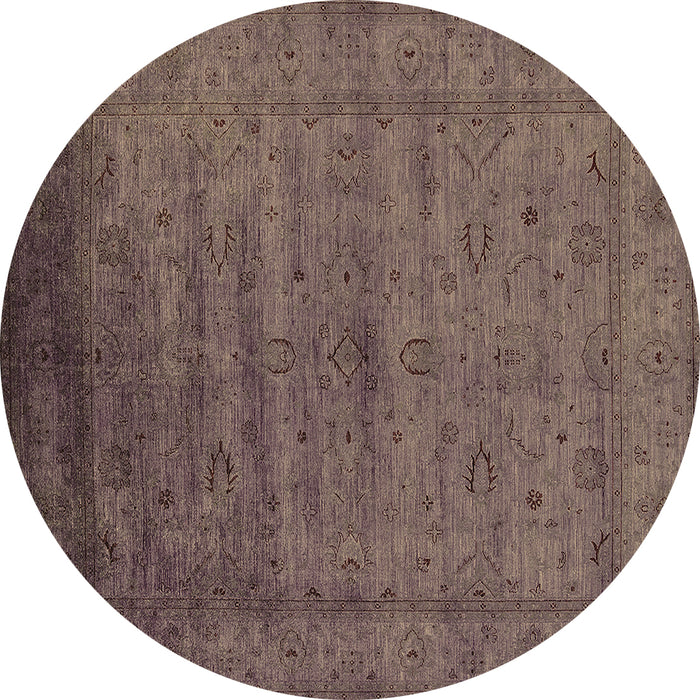 Round Machine Washable Oriental Brown Industrial Rug, wshurb1565brn