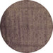 Round Machine Washable Oriental Brown Industrial Rug, wshurb1565brn