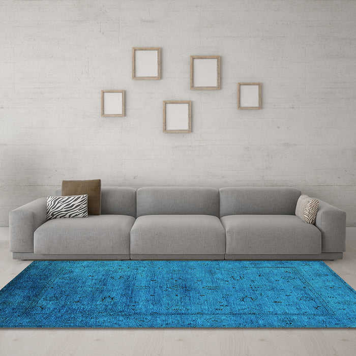 Machine Washable Oriental Turquoise Industrial Area Rugs in a Living Room,, wshurb1565turq