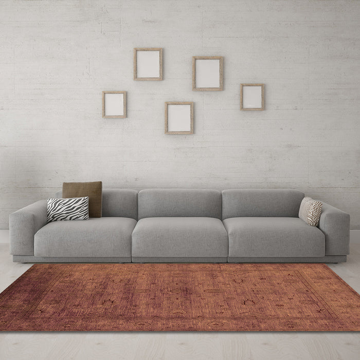 Machine Washable Oriental Orange Industrial Area Rugs in a Living Room, wshurb1565org