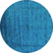 Round Oriental Turquoise Industrial Rug, urb1565turq