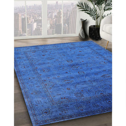 Machine Washable Industrial Modern Neon Blue Rug in a Family Room, wshurb1565