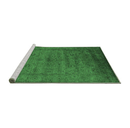 Sideview of Machine Washable Oriental Emerald Green Industrial Area Rugs, wshurb1565emgrn