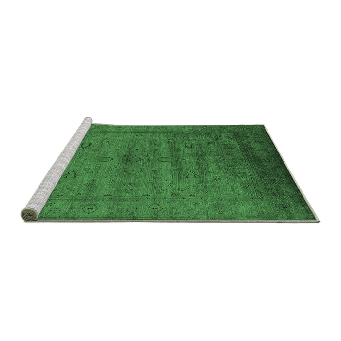 Sideview of Machine Washable Oriental Emerald Green Industrial Area Rugs, wshurb1565emgrn
