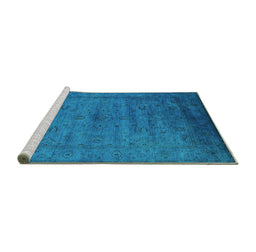Sideview of Machine Washable Oriental Turquoise Industrial Area Rugs, wshurb1565turq