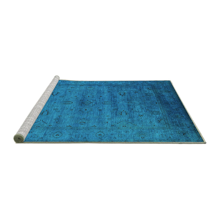 Sideview of Machine Washable Oriental Turquoise Industrial Area Rugs, wshurb1565turq