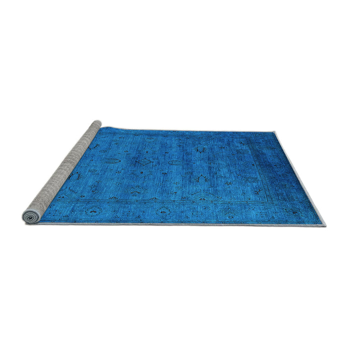 Sideview of Machine Washable Oriental Light Blue Industrial Rug, wshurb1565lblu