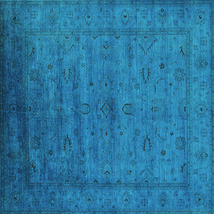 Square Oriental Turquoise Industrial Rug, urb1565turq