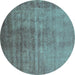 Round Oriental Turquoise Industrial Rug, urb1566turq