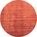 Round Machine Washable Oriental Orange Industrial Area Rugs, wshurb1566org