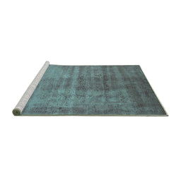 Sideview of Machine Washable Oriental Turquoise Industrial Area Rugs, wshurb1566turq
