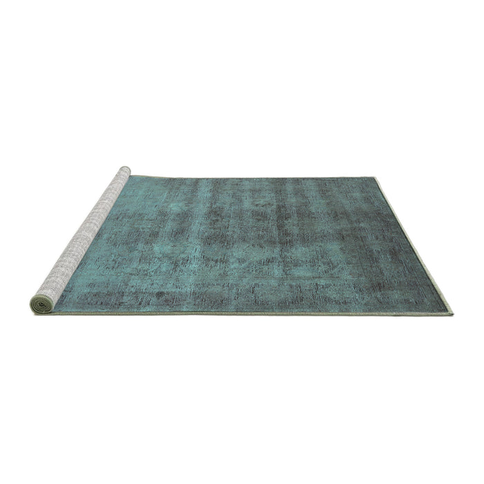 Sideview of Machine Washable Oriental Turquoise Industrial Area Rugs, wshurb1566turq