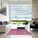 Square Mid-Century Modern Pink Oriental Rug in a Living Room, urb1566