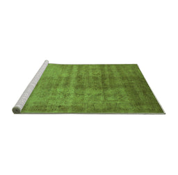 Sideview of Machine Washable Oriental Green Industrial Area Rugs, wshurb1566grn
