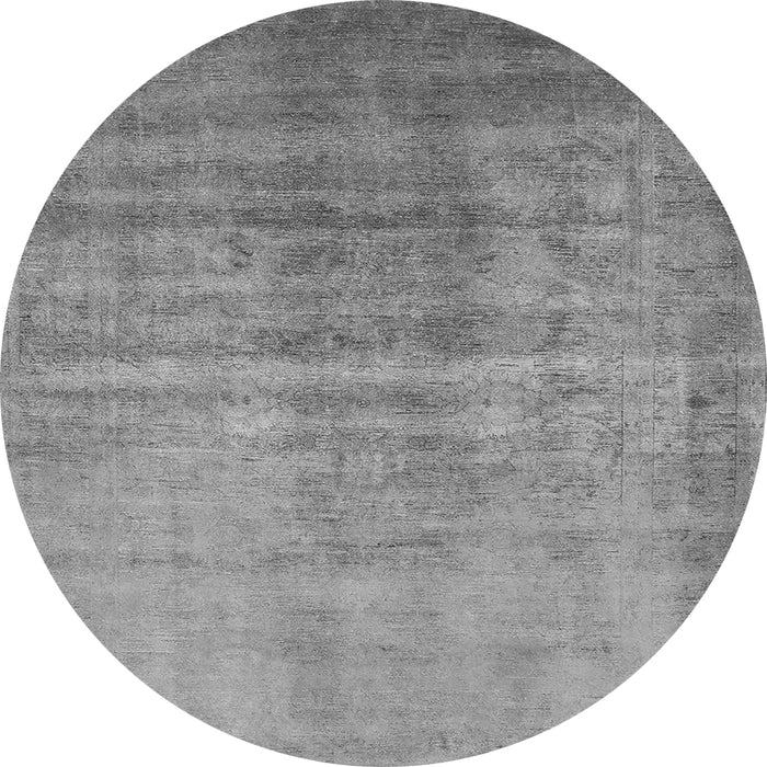 Round Machine Washable Oriental Gray Industrial Rug, wshurb1566gry